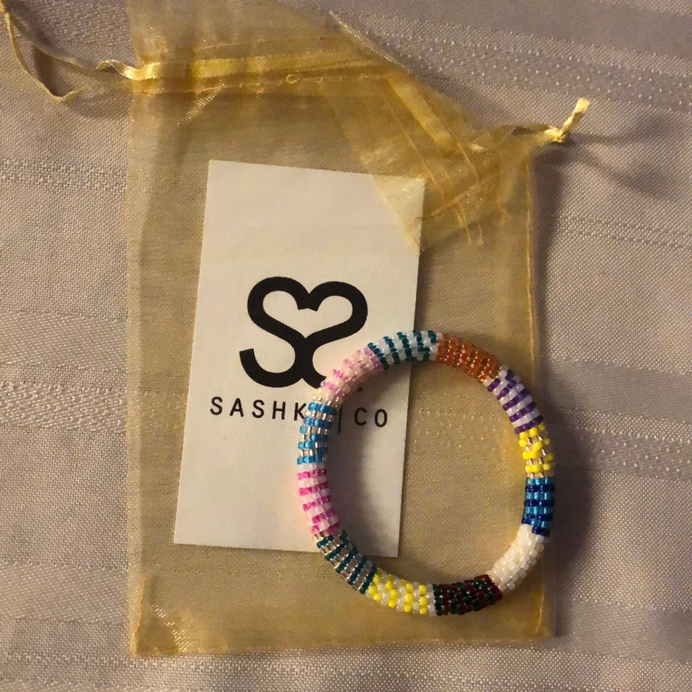 New! Hand crocheted glass beaded bracelet.